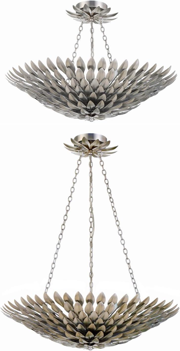 Broche 6 Light Antique Silver Ceiling Mount