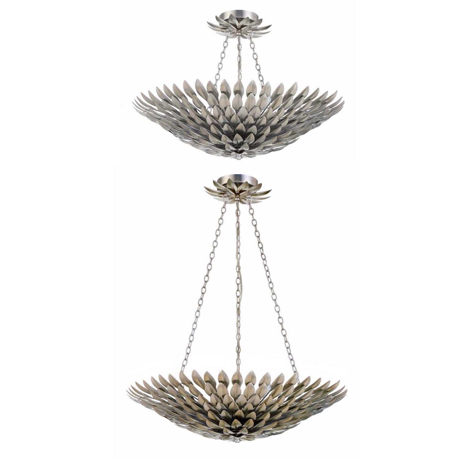 Broche 6 Light Antique Silver Ceiling Mount