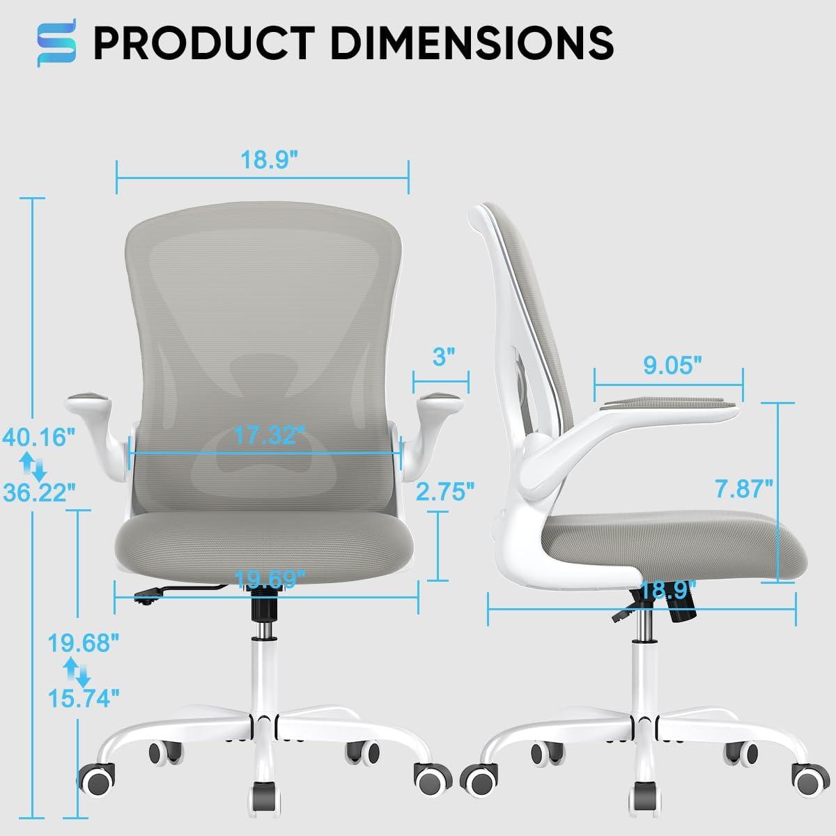 Gray Ergonomic Mesh Office Chair with Adjustable Arms