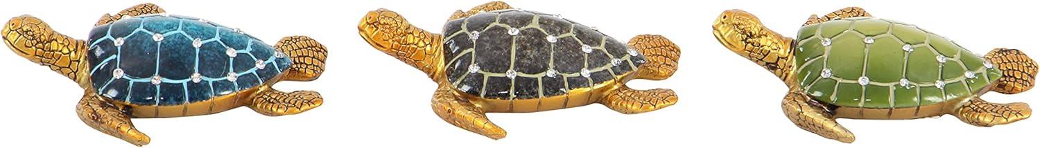 5"W, 1"H Brown Polystone Turtle Sculpture, by DecMode (3 Count)