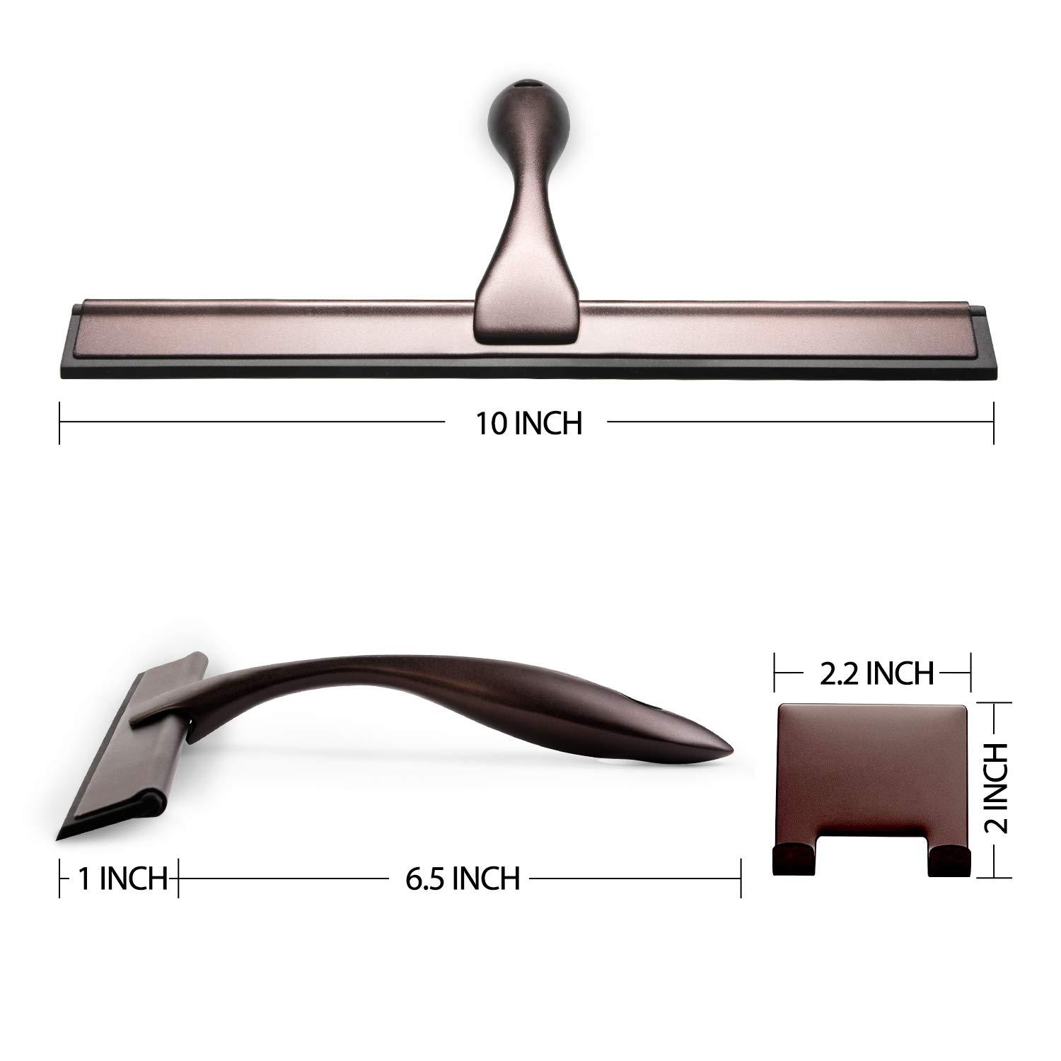 NETANY Shower Squeegee, 10-Inch Bronze Squeegee, All-Purpose Stainless Steel Squeegee for Bathroom, Shower Doors, Mirrors, Tiles and Car Windows - 100% Streak Free