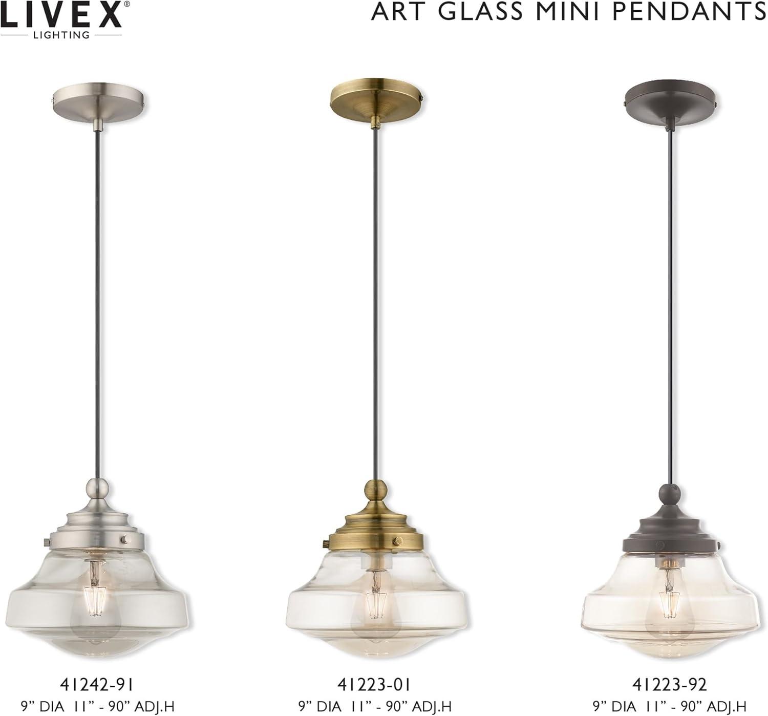 Livex Lighting Art Glass 1 - Light Pendant in  English Bronze