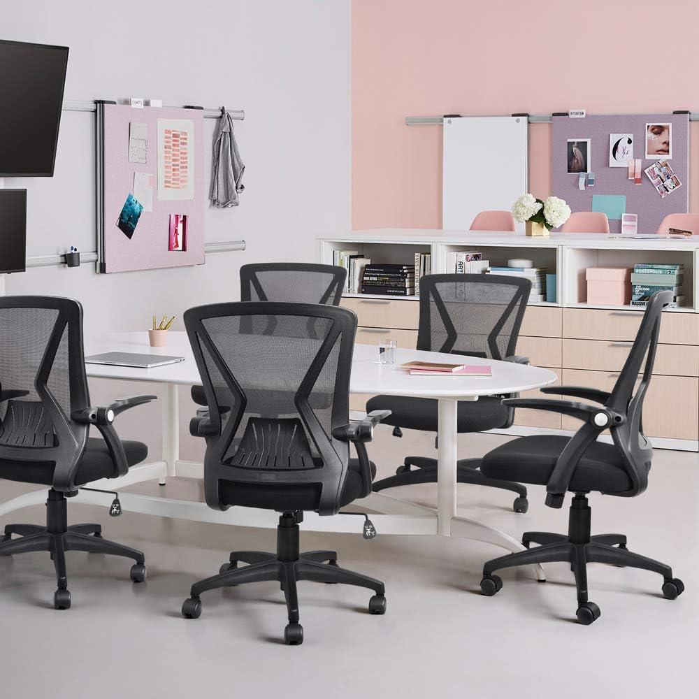 Ergonomic Black Mesh Swivel Task Chair with Adjustable Arms