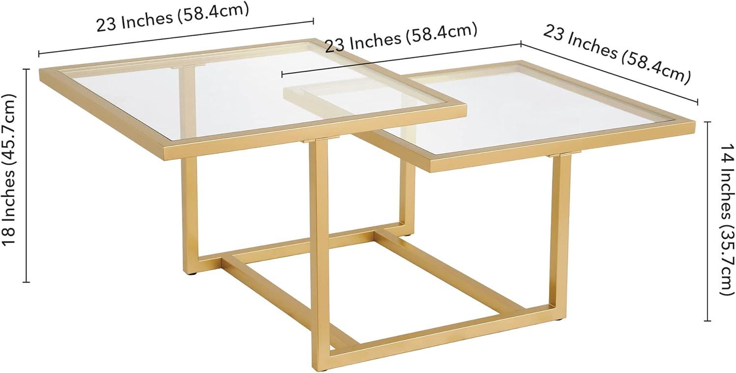 Evelyn&Zoe Amalie 43" Wide Square Coffee Table, Brass