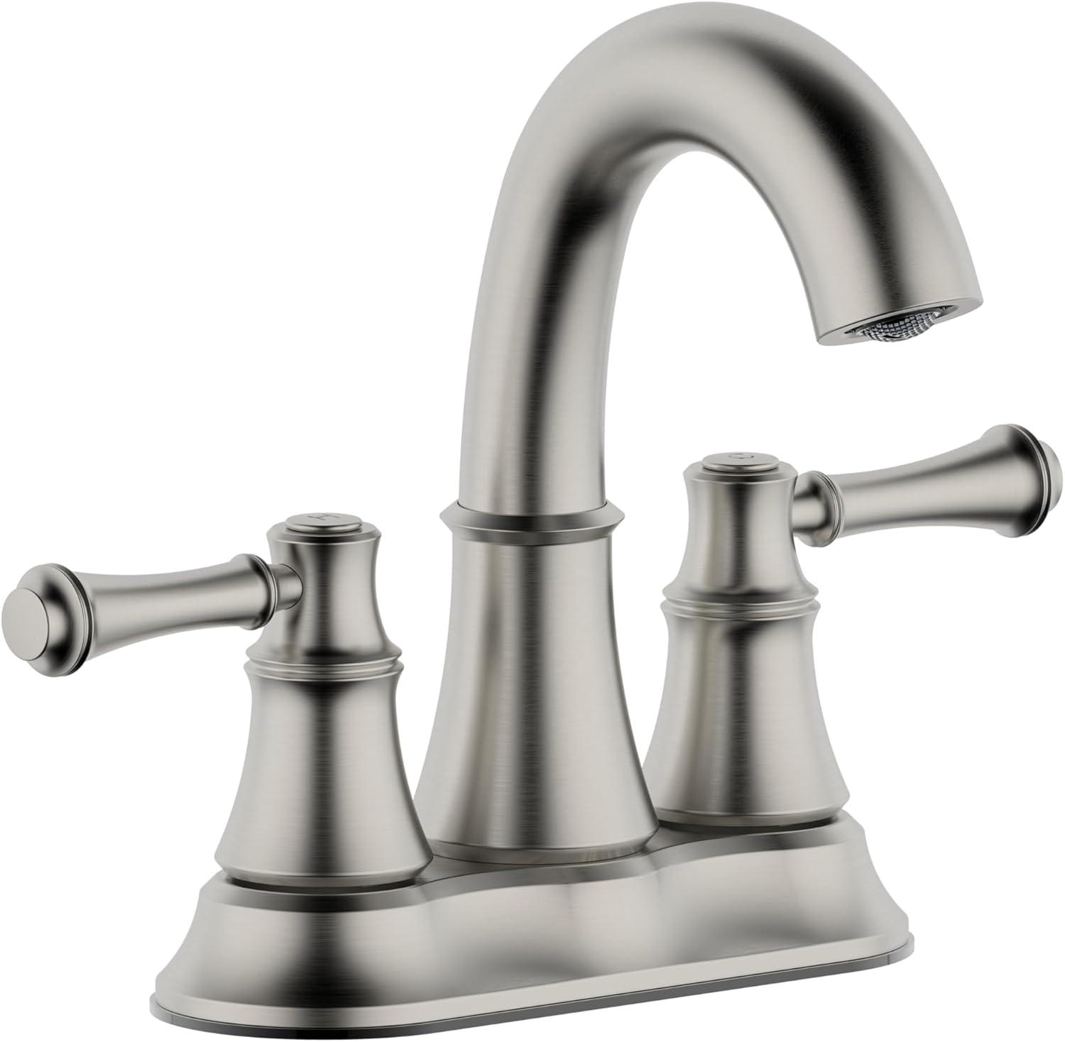 Brushed Nickel Double Handle High Arc Bathroom Faucet