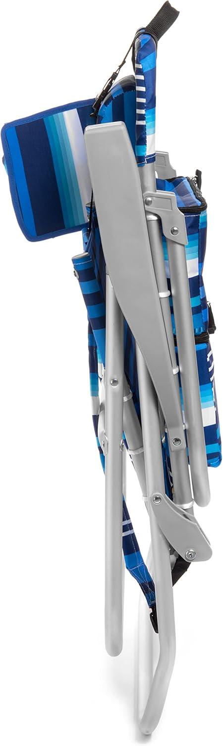 (Tall Chair)  Homevative Folding Backpack High Beach Chair, Towel bar, High Tide