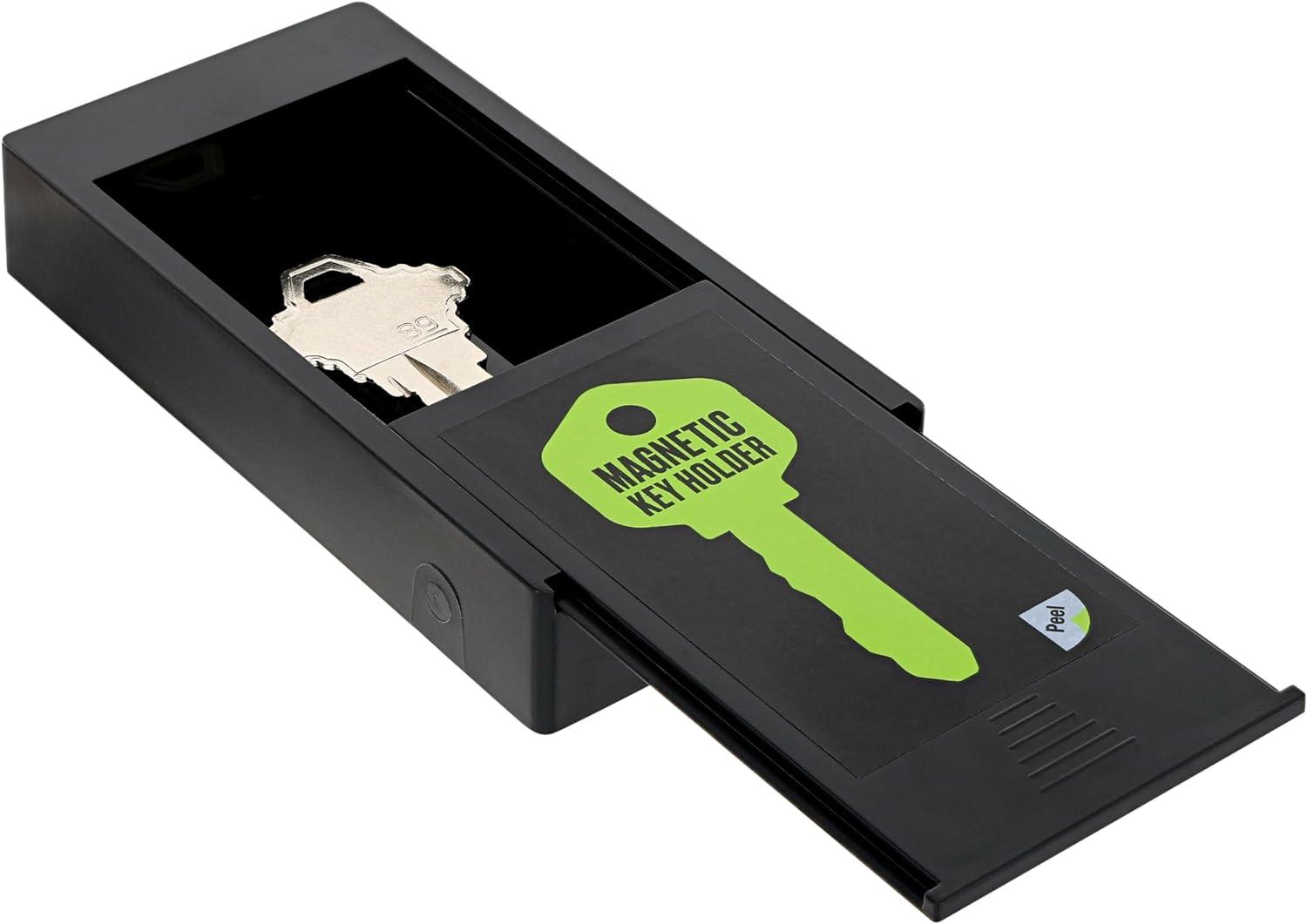 Large Black Plastic Magnetic Key Holder Case