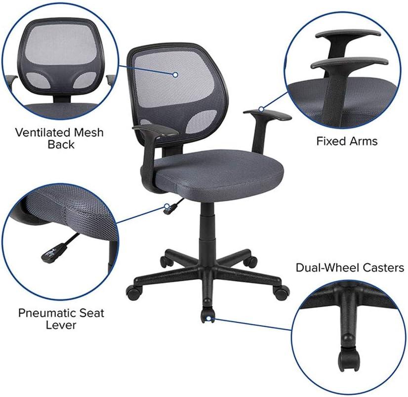 Mid-Back Mesh Swivel Ergonomic Task Office Chair - Arms