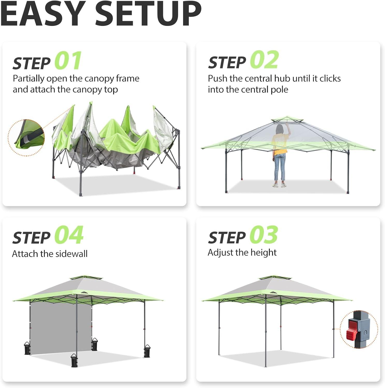 EAGLE PEAK 13x13 Pop up Outdoor Canopy Tent Instant Folding Shelter with One Privacy Curtain,Gray