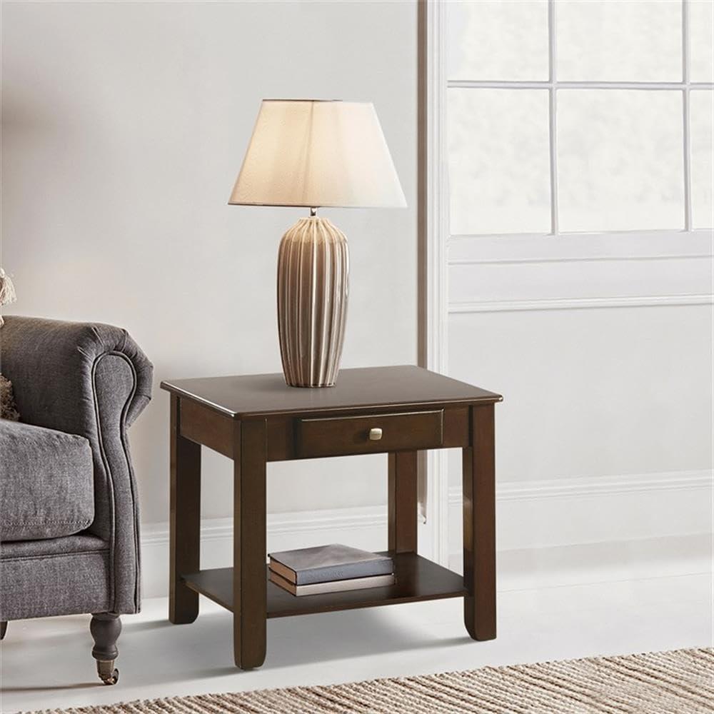 Lexicon Ballwin Wood 1 Drawer End Table in Dark Cherry