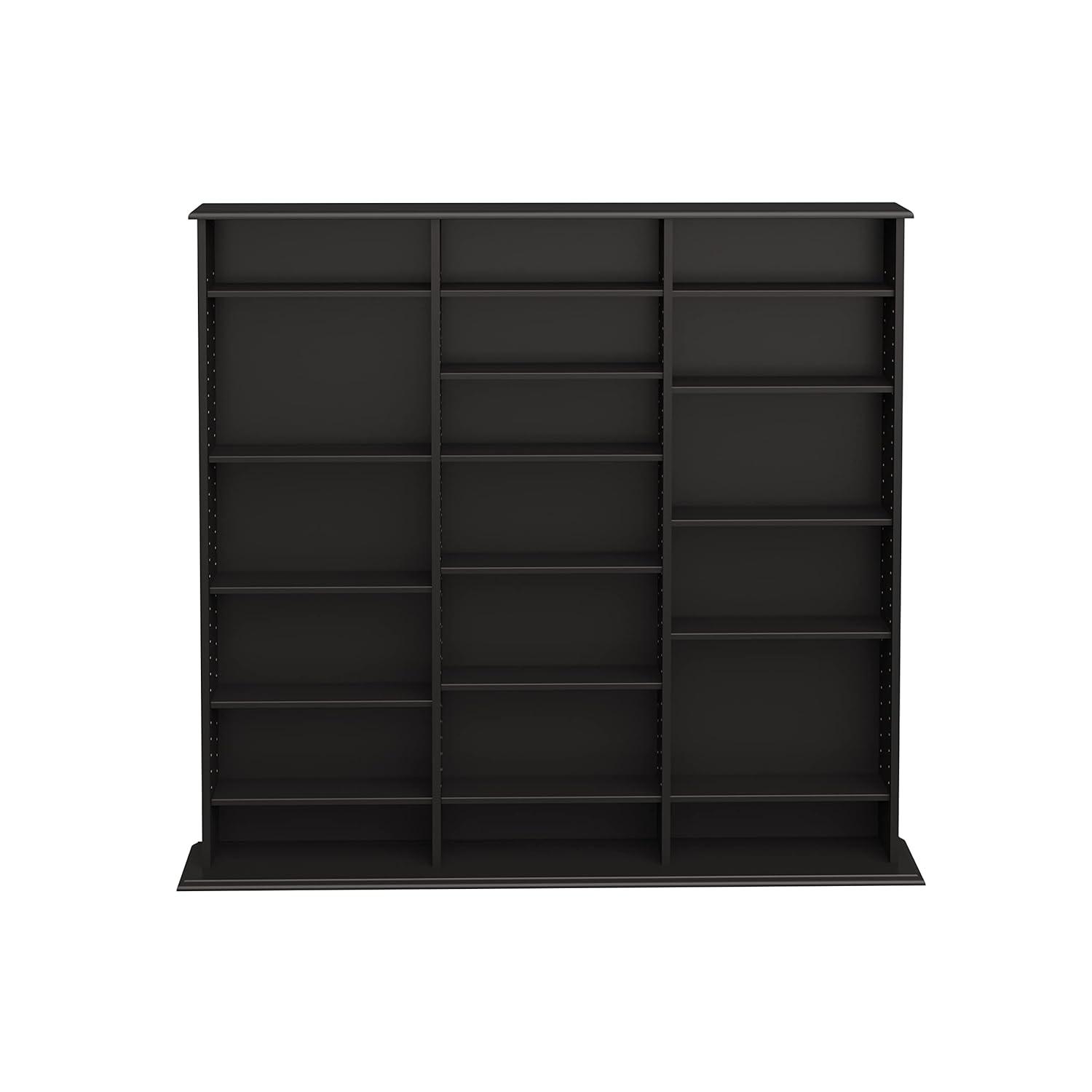 Prepac Triple Width Wall Storage Cherry & Black : Holds 960 CDs, 405 DVDs, Adjustable 24 Shelves