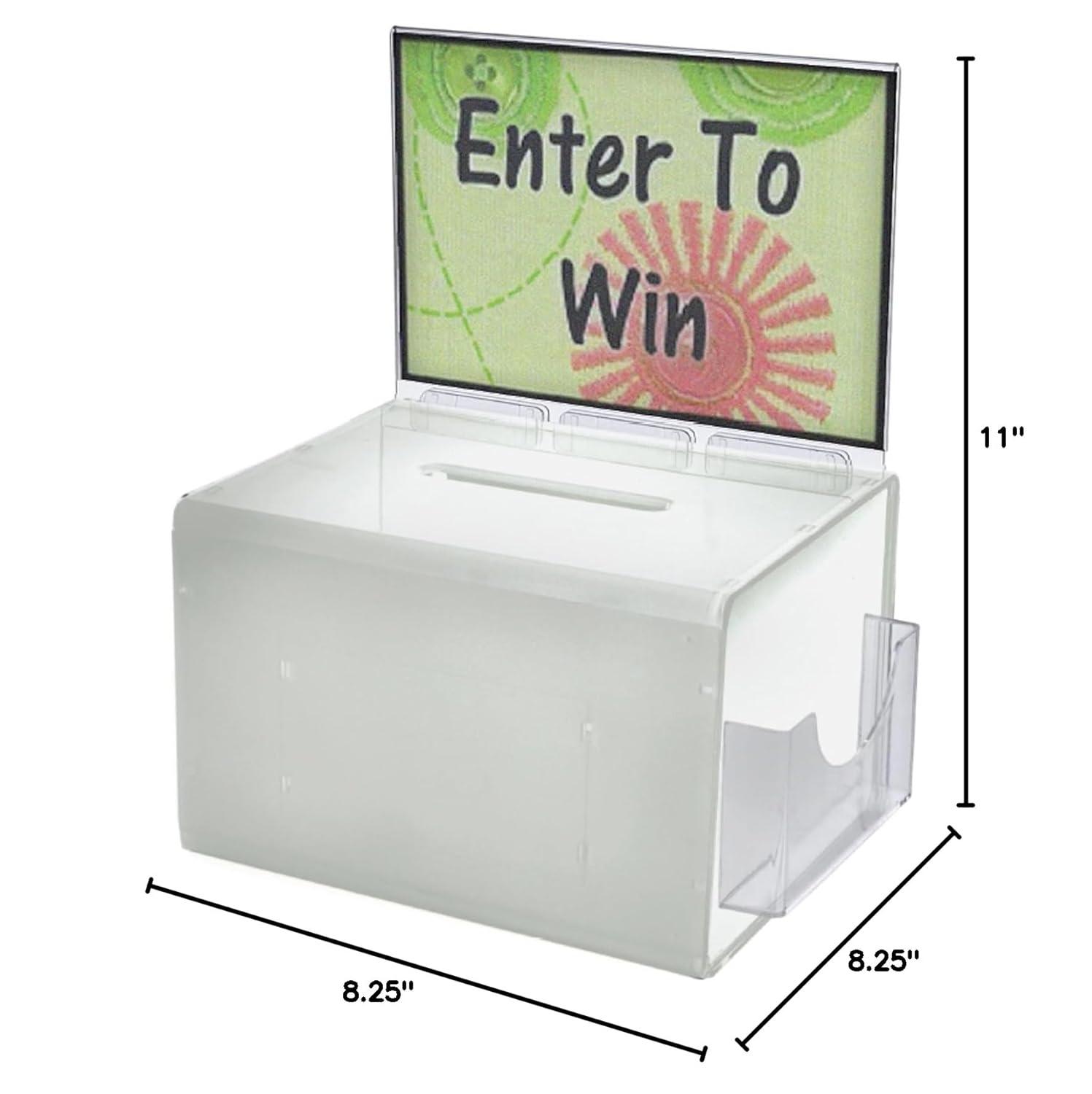 Azar Displays 206390 White Extra Large Lottery Box with Pocket, Lock and Keys
