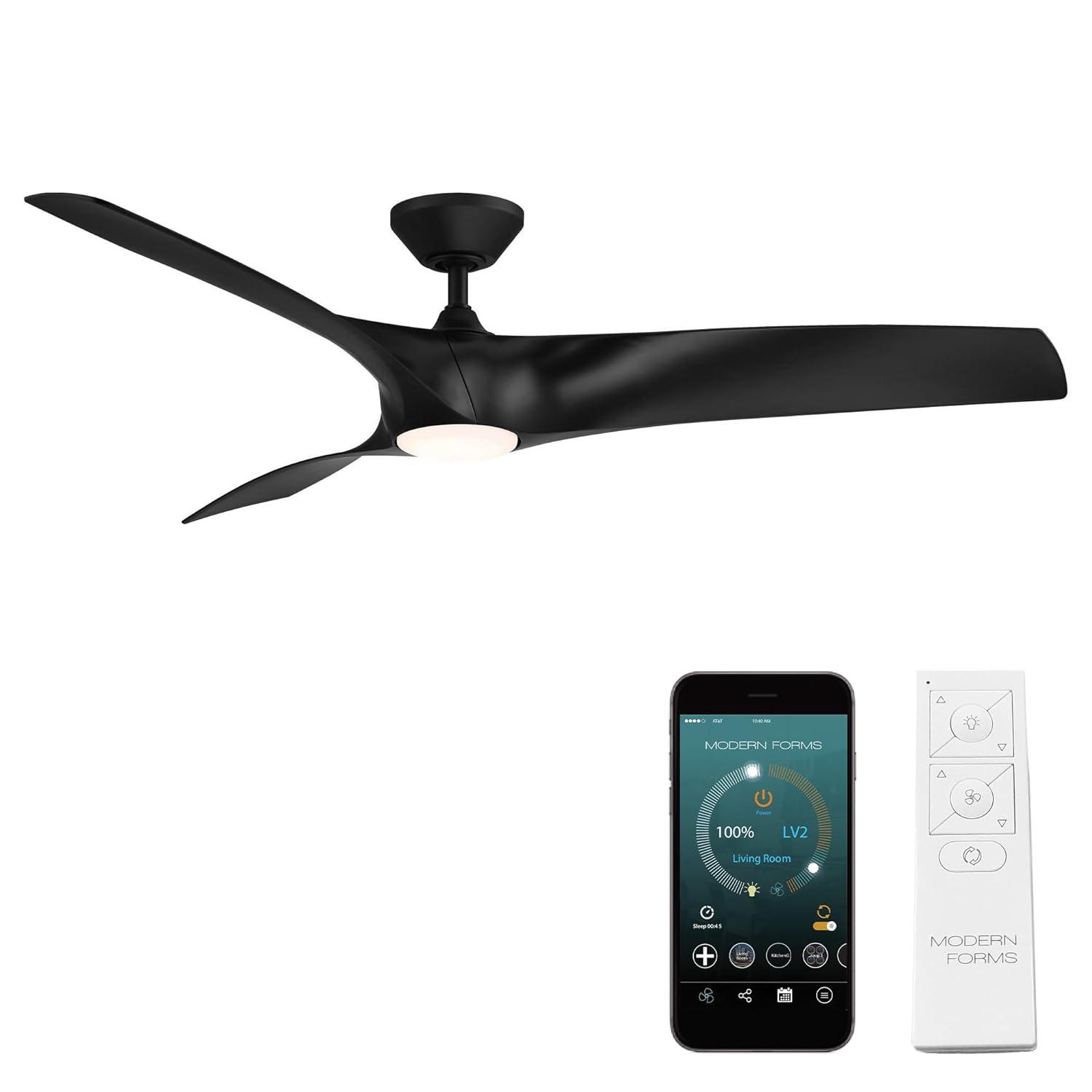 Zephyr 62" Matte Black Dimmable LED Smart Ceiling Fan with Remote Control