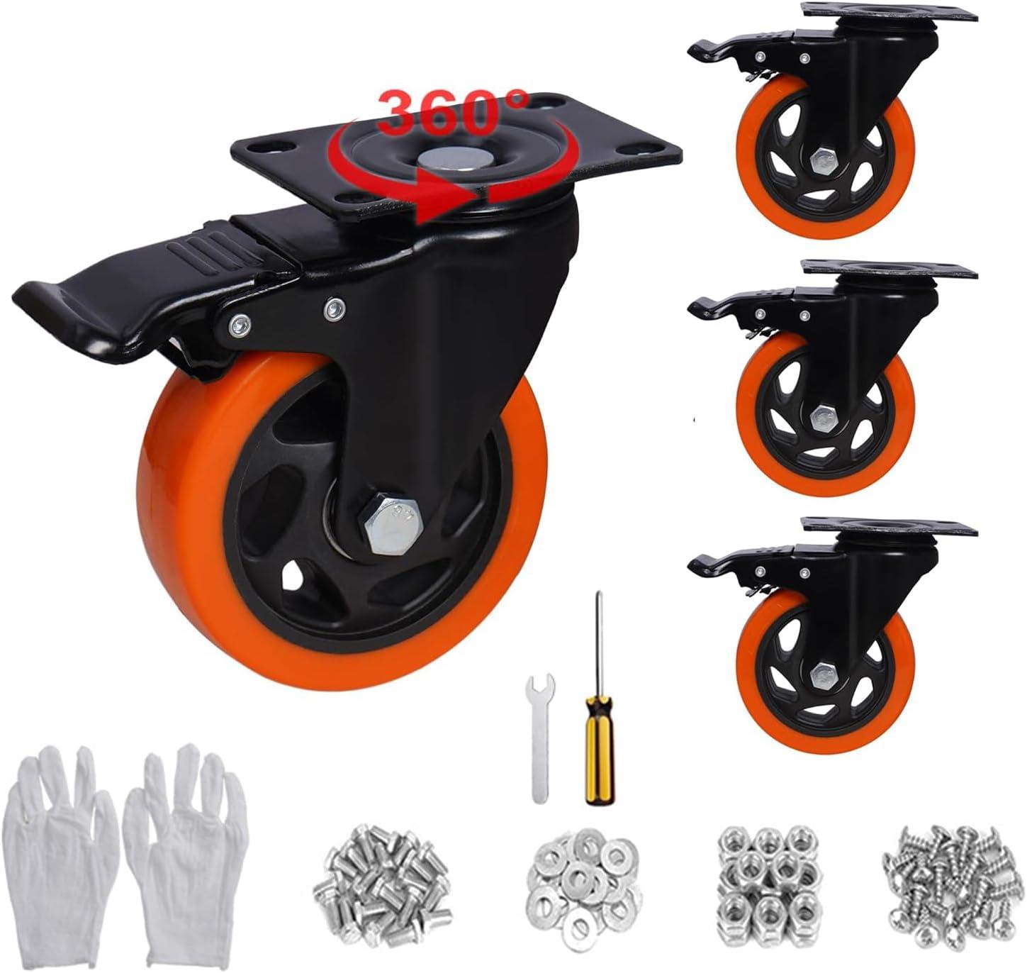 4 Inch Heavy Duty Swivel Caster Wheels with Dual Locking