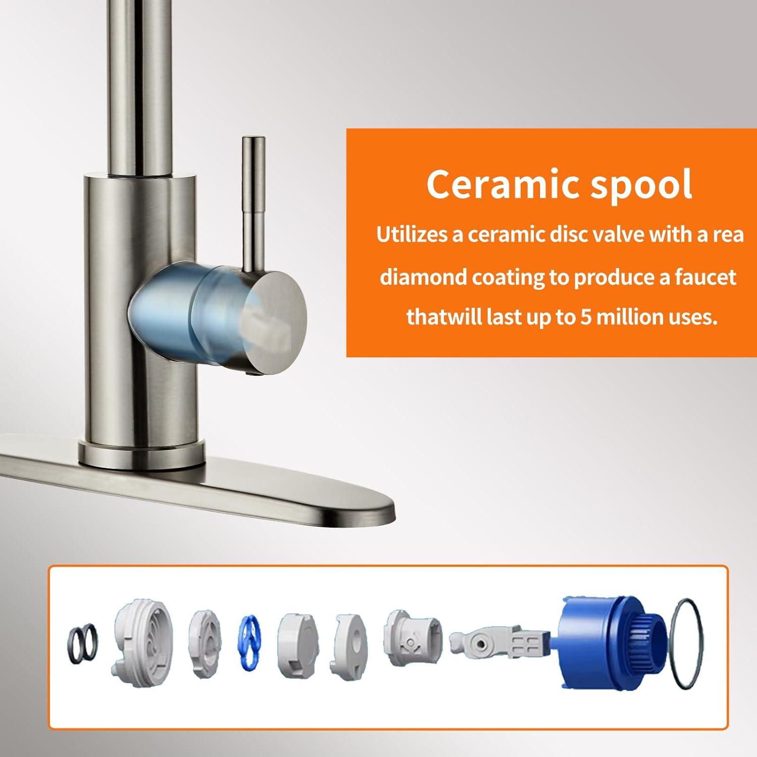 GAGALIFE Single Handle Pull Down Sprayer Kitchen Faucet High Arc Stainless Steel Faucet with 3-Function Sprayer JJL-CL-PT-SDP-C