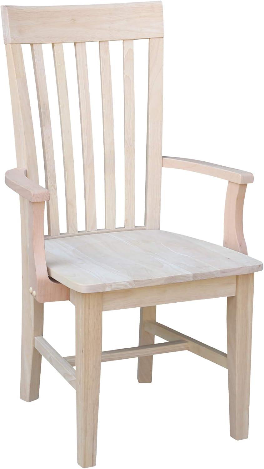 Tall Mission Chair with Arms Unfinished - International Concepts: Solid Wood, Parawood, Slat Back