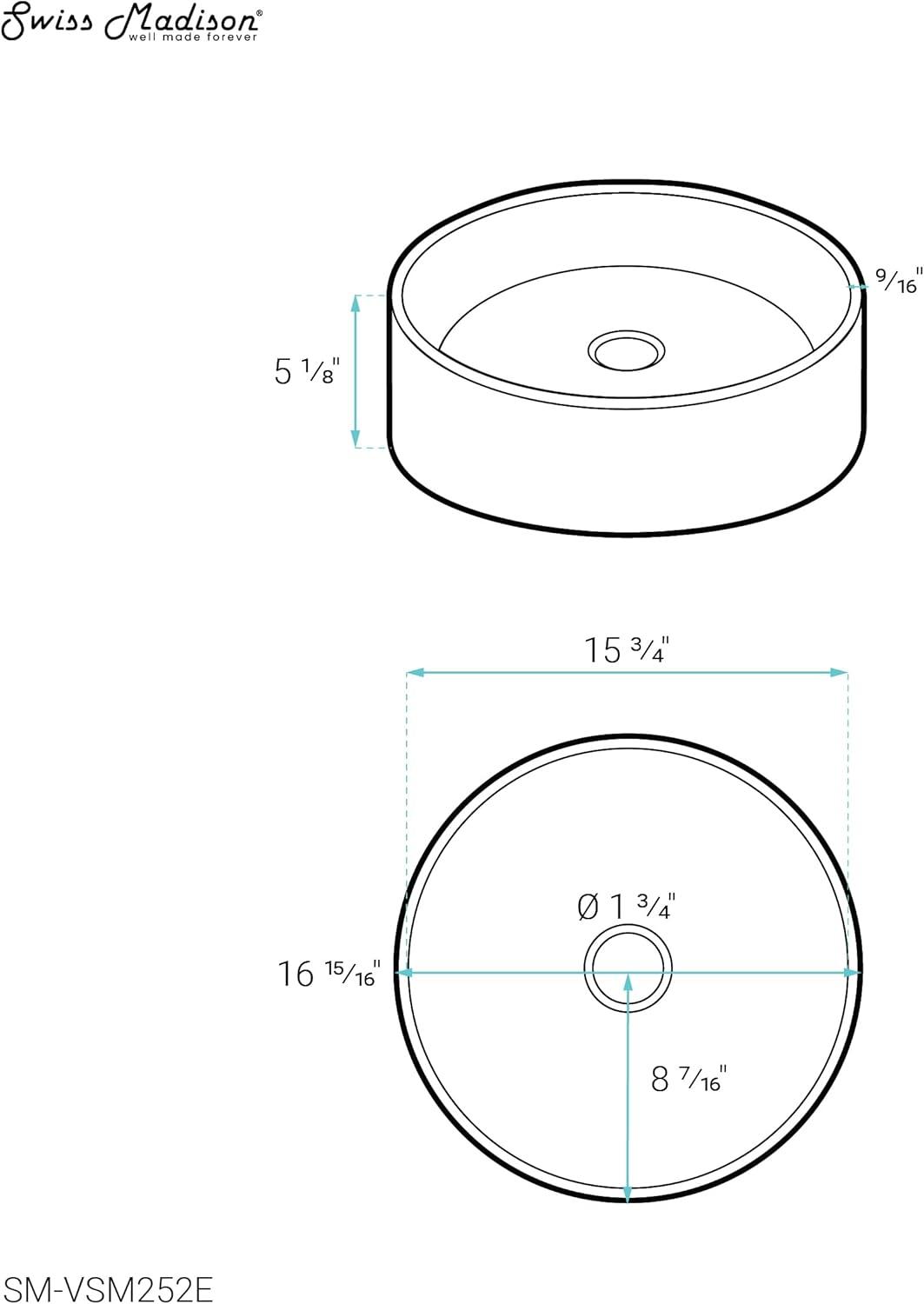 Monaco 17" Round Vessel Bathroom Sink in Marbled Grey