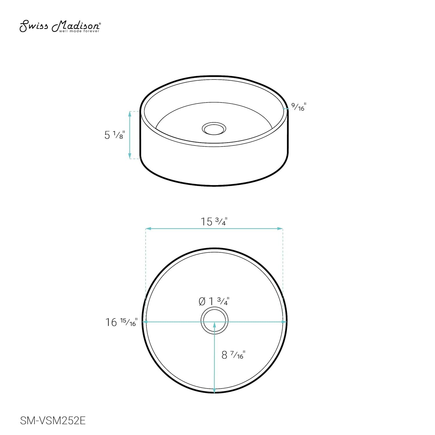 Monaco 17" Round Vessel Bathroom Sink in Marbled Grey