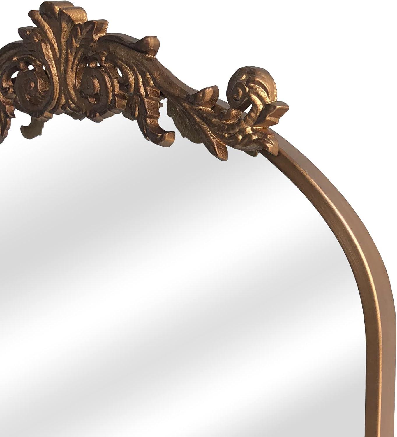 Victorian Arched Bronze and Gold Full Length Mirror