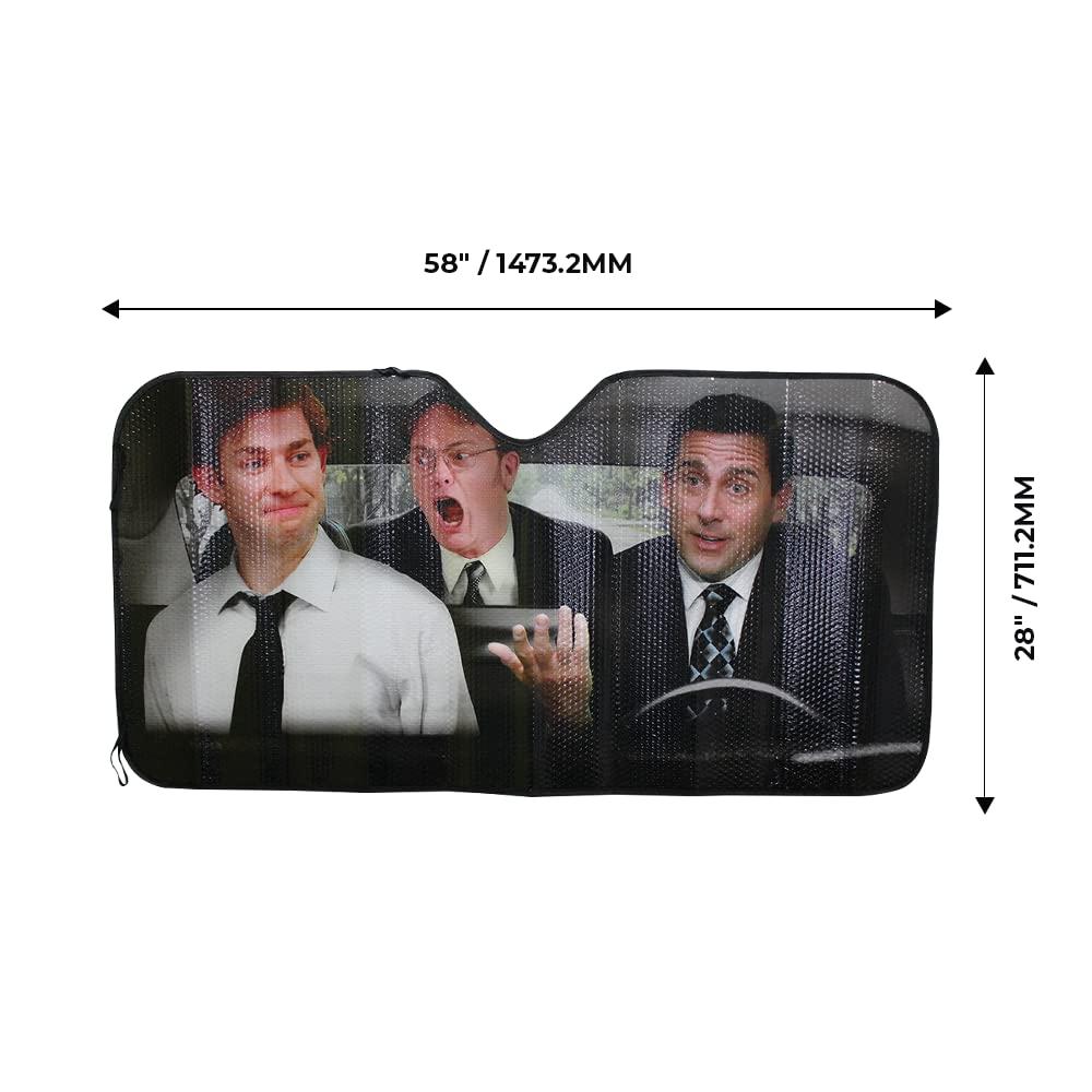 Just Funky The Office Sun Visor for Car Windshield | 57 x 28-Inch Window Shade for Car