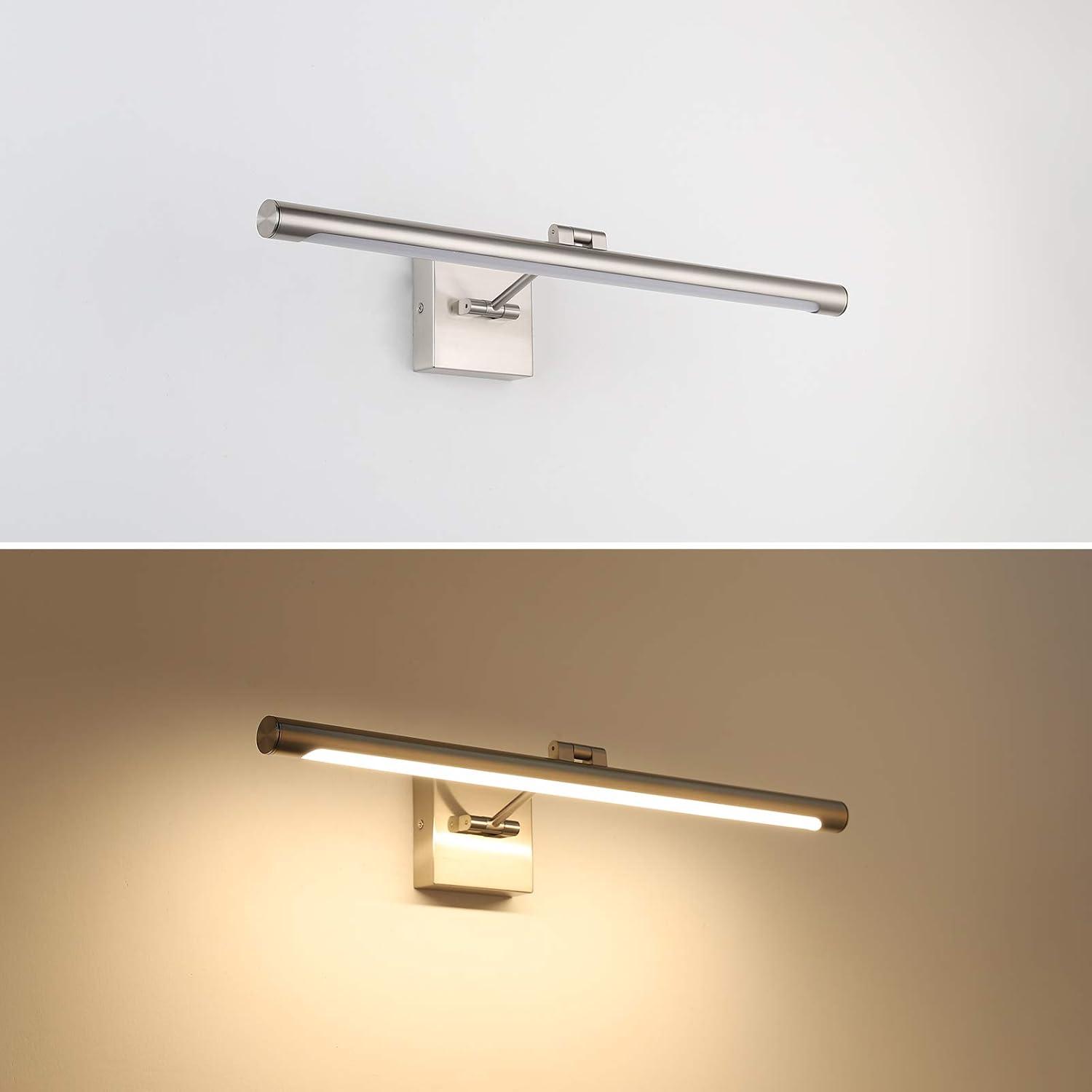 Joosenhouse Modern LED Picture Light Fixtures 24.4" Inch, Artwork Accent Lights with Single Swing Arm for Painting, Brushed Nickel, 14W (80W Eqv.), Warm White 3000K, Hardwire Connection…