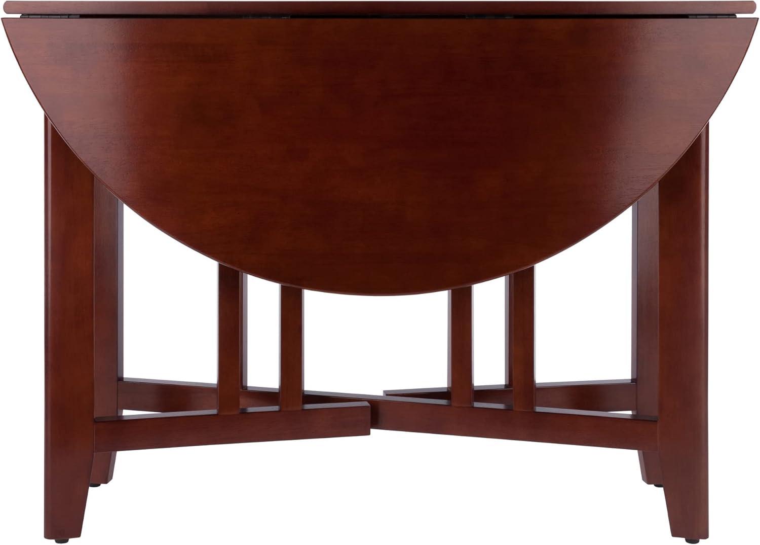 42" Alamo Round Double Drop Leaf Dining Table Wood/Walnut - Winsome: Hardwood Frame, Seats 4, Criss Cross Base