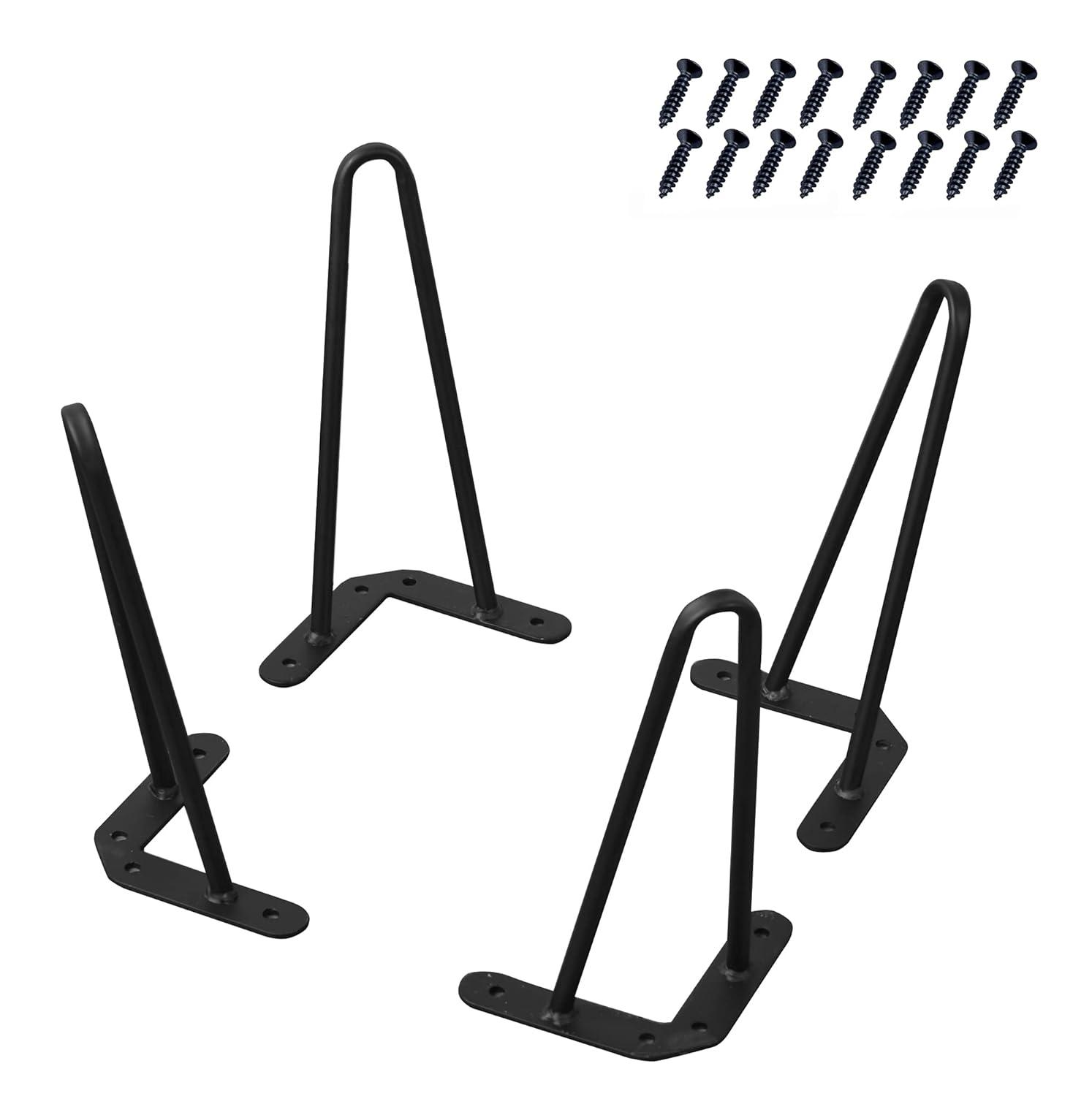 Home Soft Things 10 Inch Furniture Legs Black Metal Hairpin Table Legs Desk Legs, Set of 4, Black