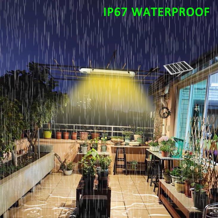 Bright Solar Powered Grow Light with Batteries Full Spectrum Growing LED Lamp for Outdoor Indoor Greenhouse All Stage Plants Waterproof Hanging Sunlike Growth Lights, Auto On Off, (Upgraded)