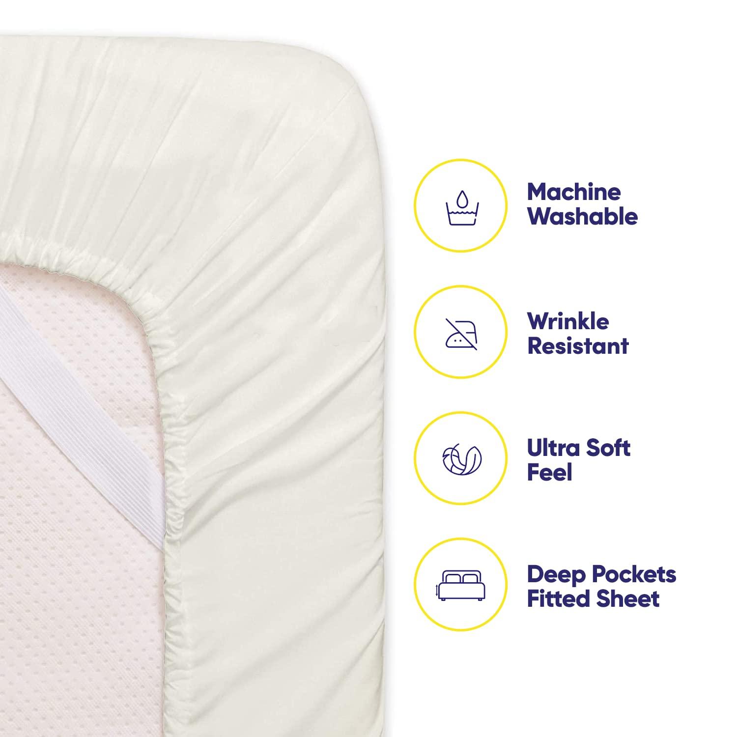 6 Piece Sheet Set, Deluxe Ultra Soft 1500 Series, Double Brushed Microfiber by Sweet Home Collection®- Queen, Ivory