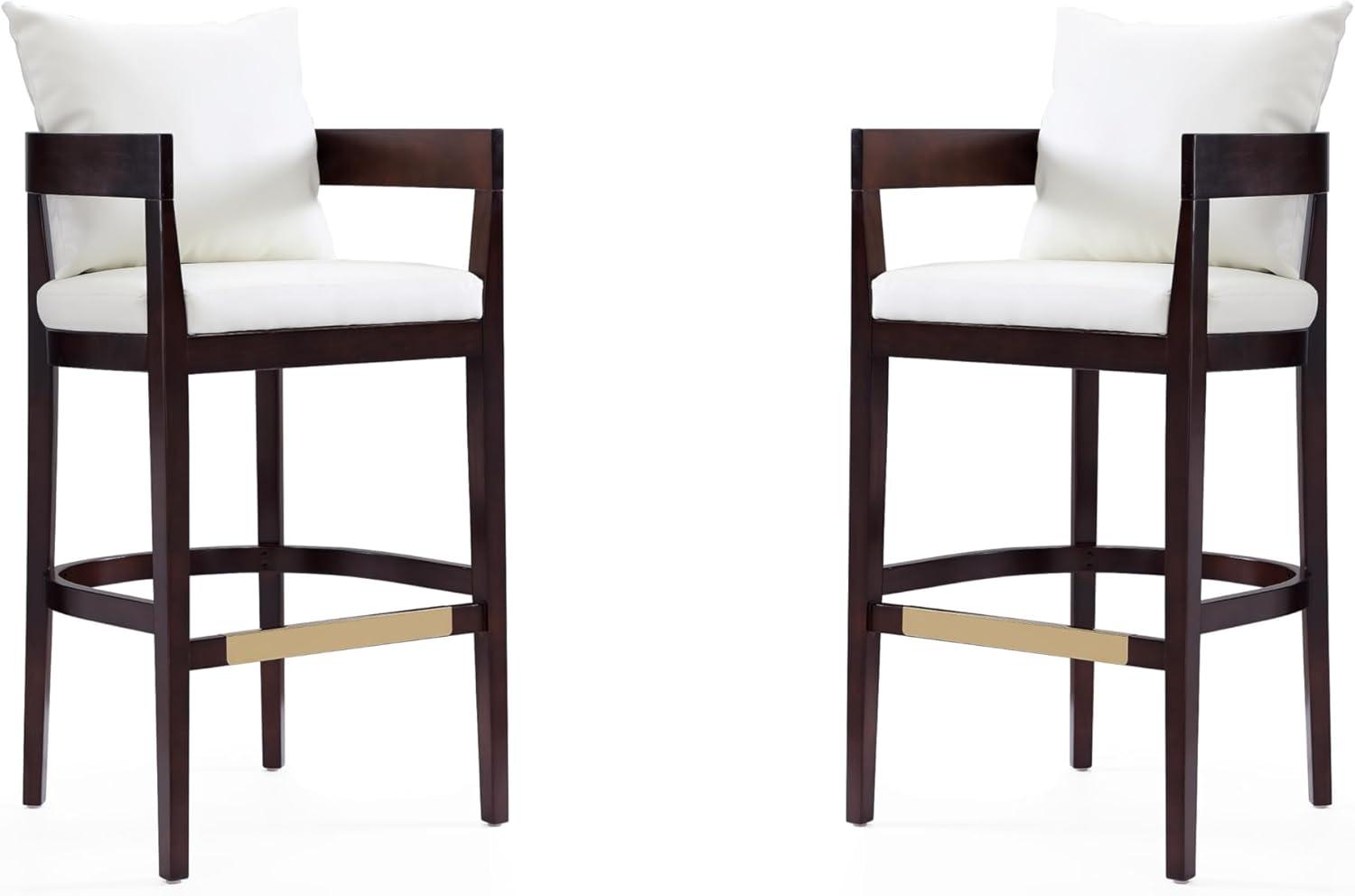Ritz Upholstered Beech Wood Barstool Black - Manhattan Comfort: Gold Footrest, No Assembly Required, 30.5" Height
