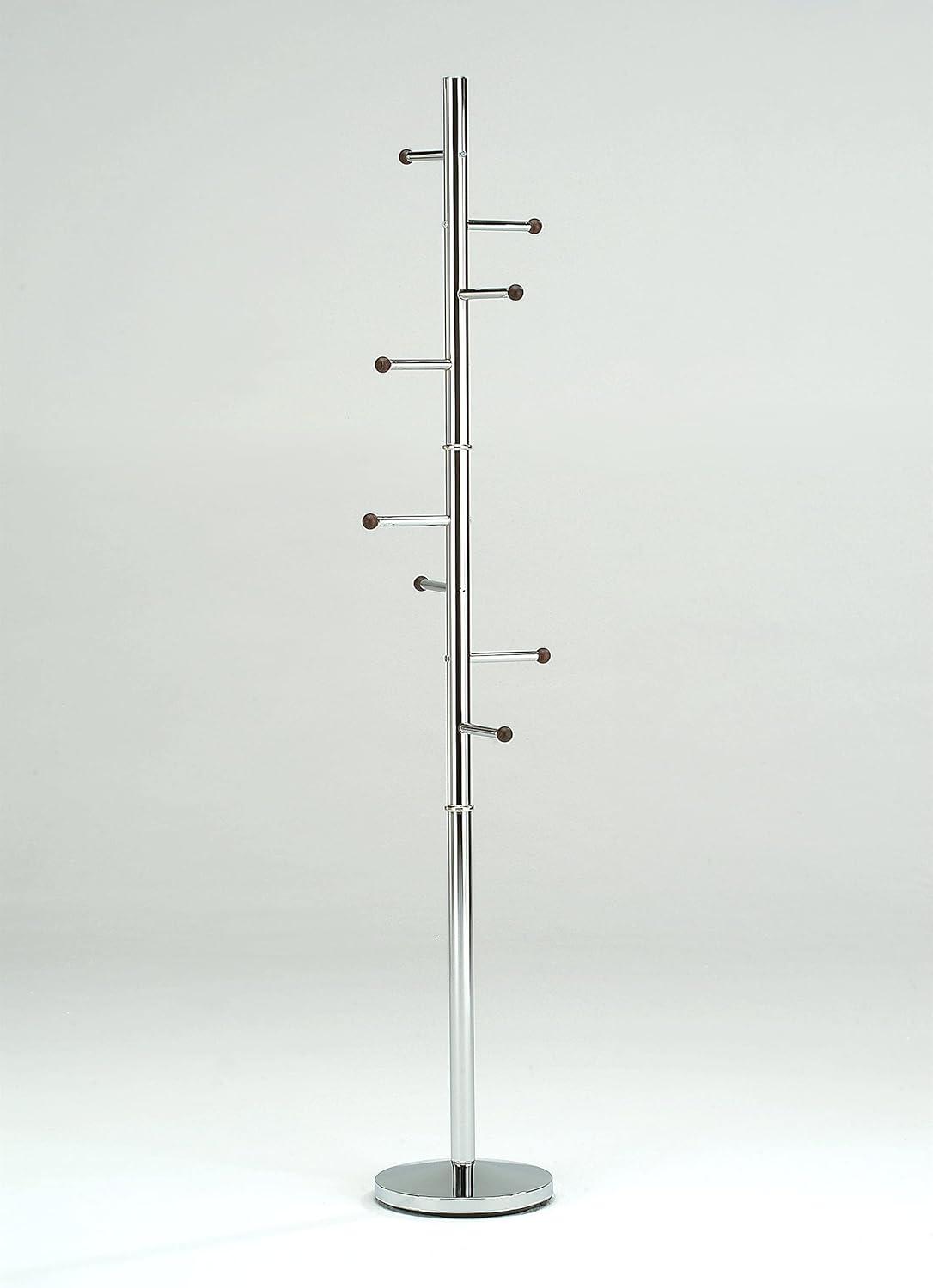 King's Brand Furniture-Wilhelm 8-Hook Coat & Hat Rack Stand, Chrome