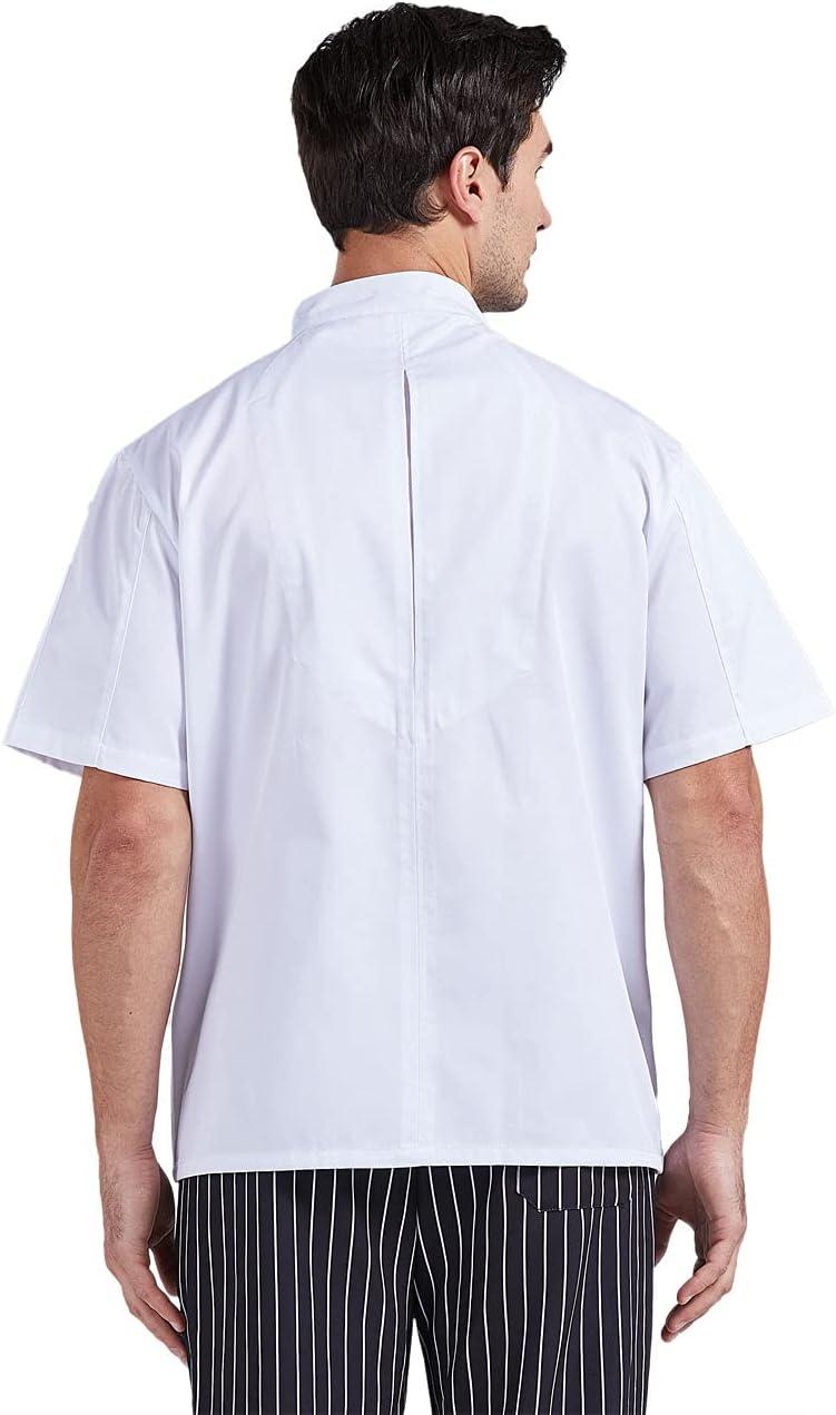 Men's White Short Sleeve Button Chef Coat