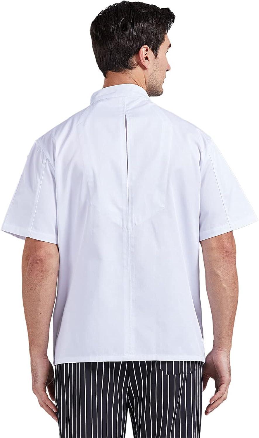 Men's White Short Sleeve Button Chef Coat