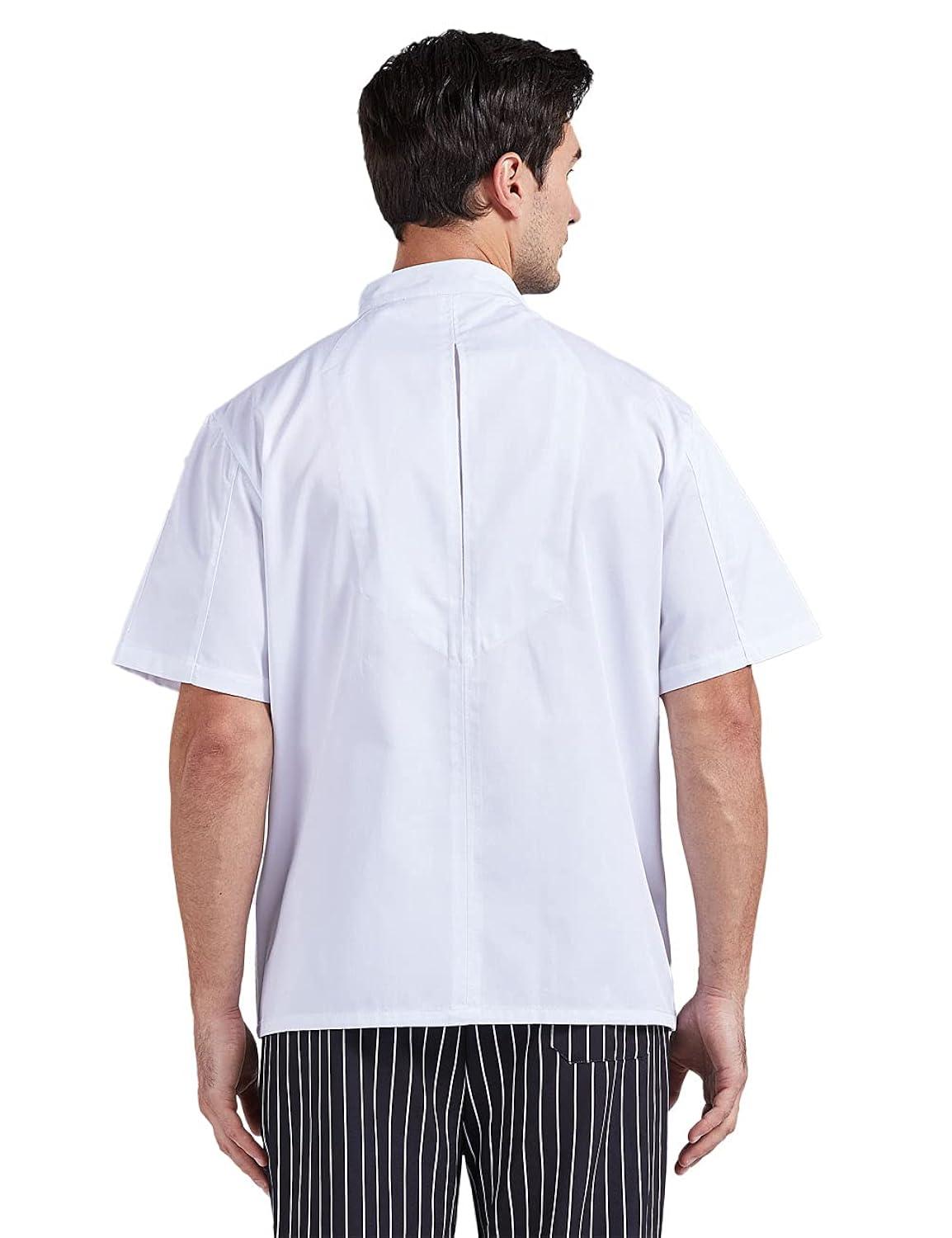 Men's White Short Sleeve Button Chef Coat