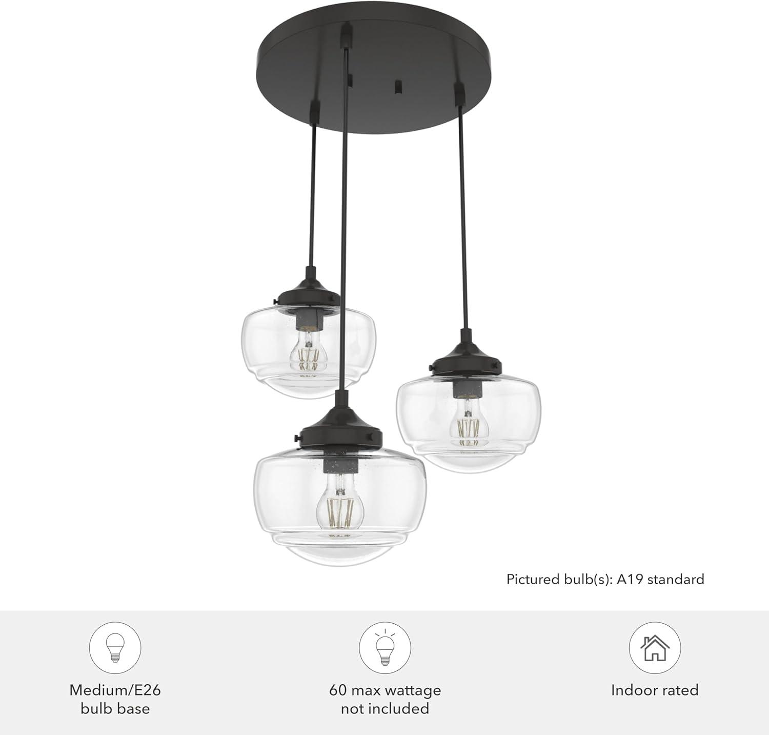 Saddle Creek 3 - Light Schoolhouse Cluster Pendant