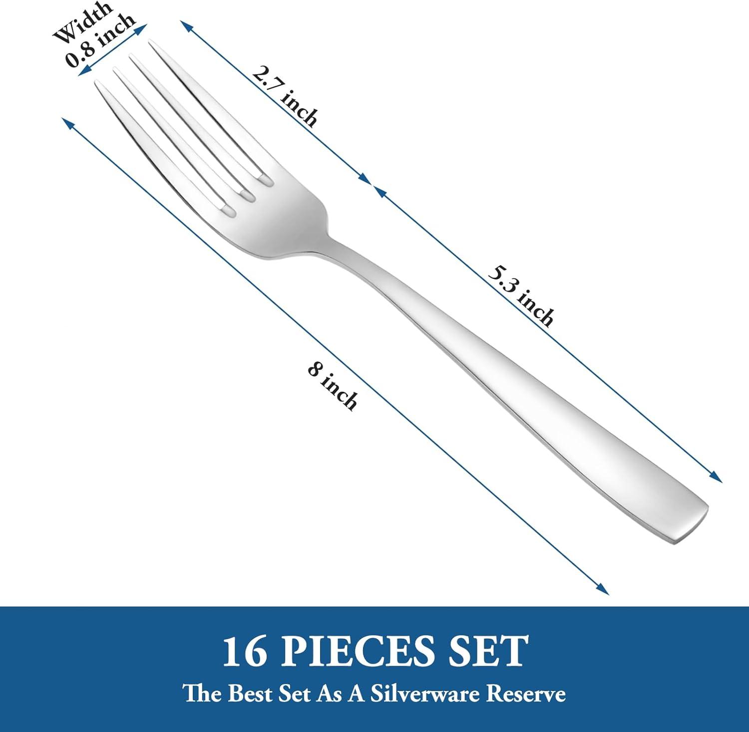 Set of 16 Mirror Finish Stainless Steel Dinner Forks