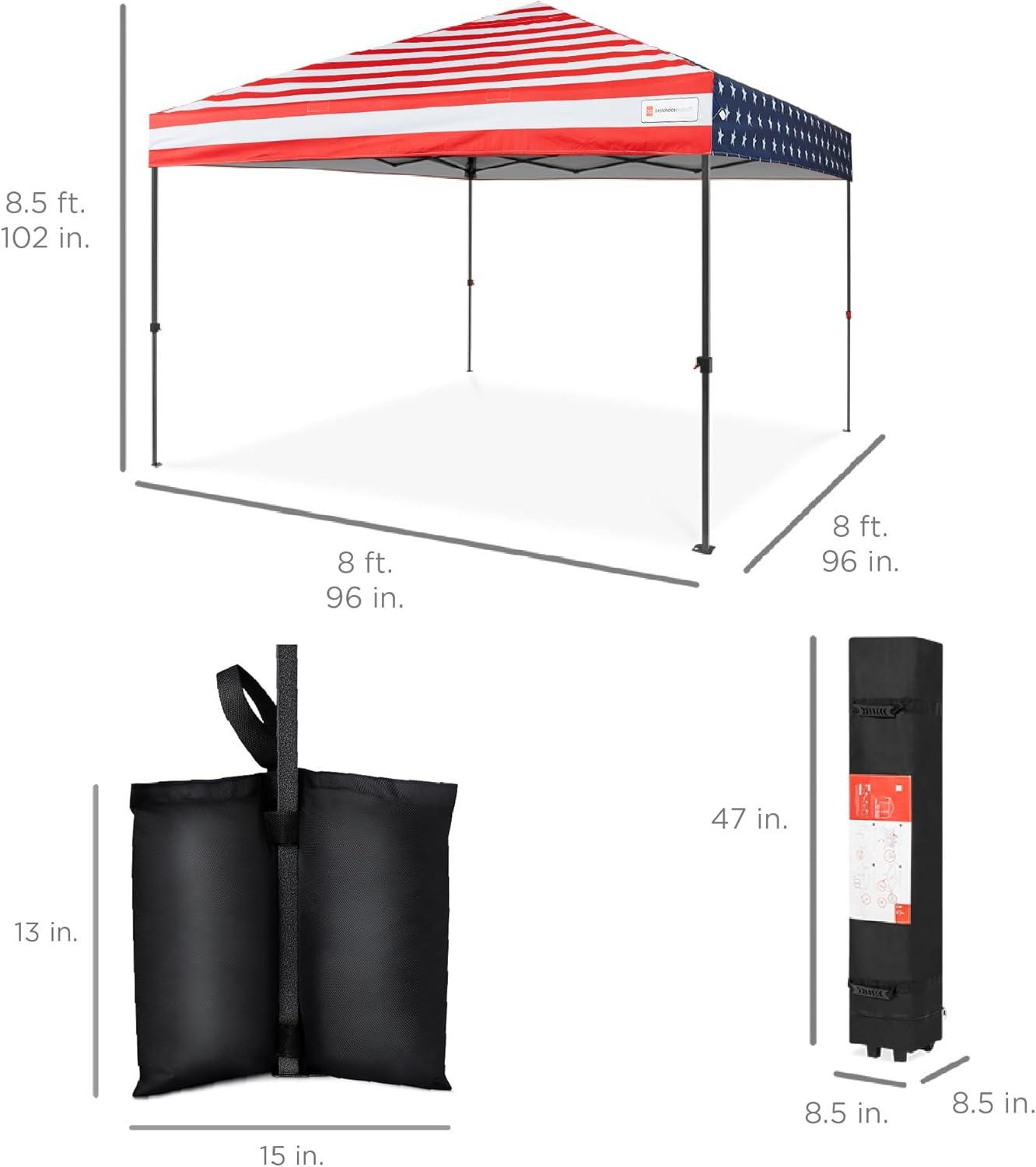 Best Choice Products 8x8ft Easy Setup Pop Up Canopy w/ 1-Button Setup, Wheeled Case, 4 Weight Bags