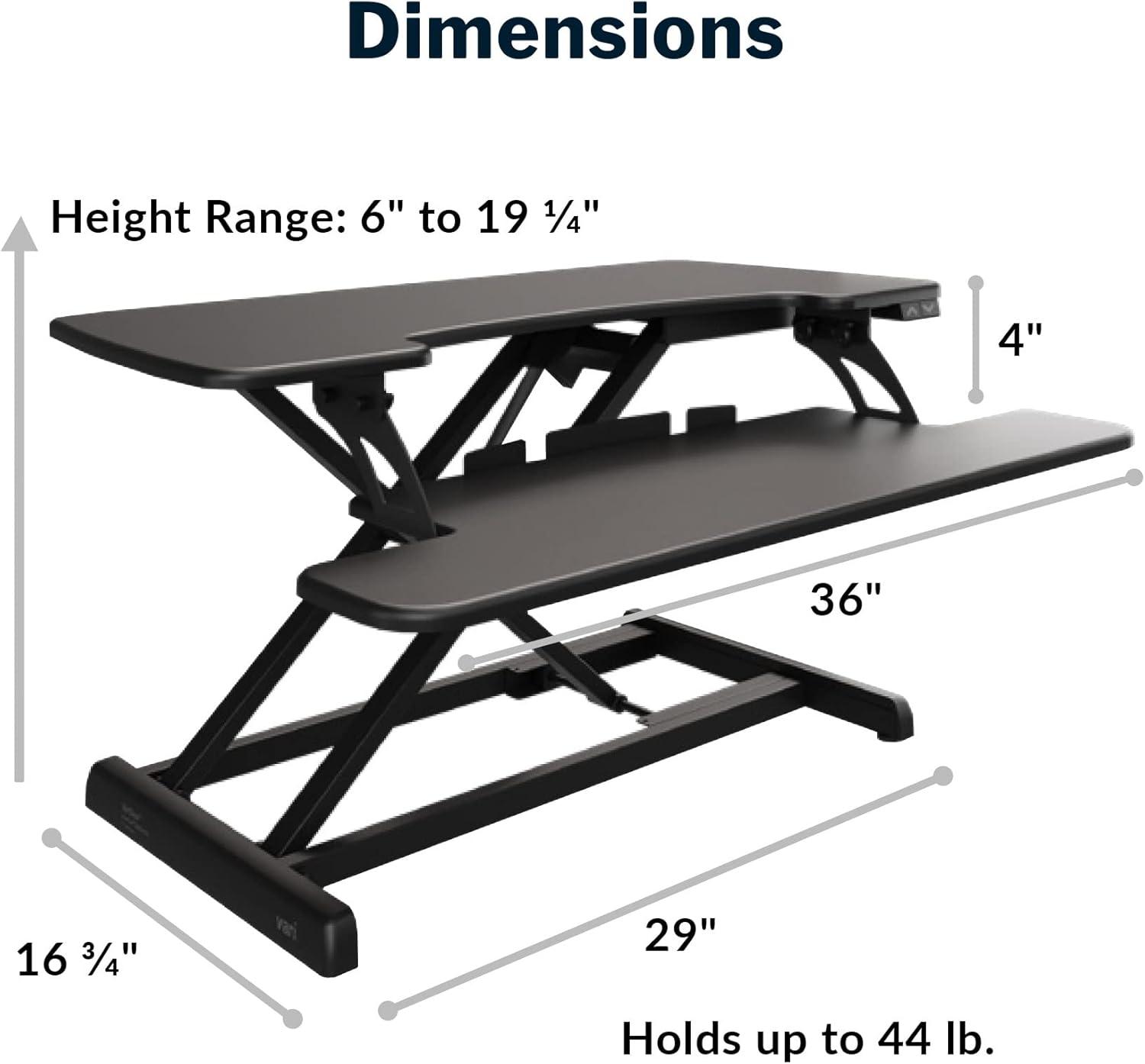 Black Electric Adjustable Standing Desk Converter with Keyboard Shelf