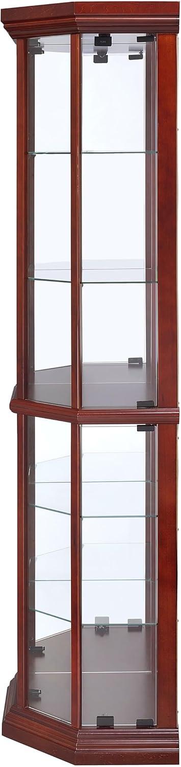 Coaster Appledale Traditional 6 Shelf Corner Curio Cabinet with Glass Doors Medium Brown