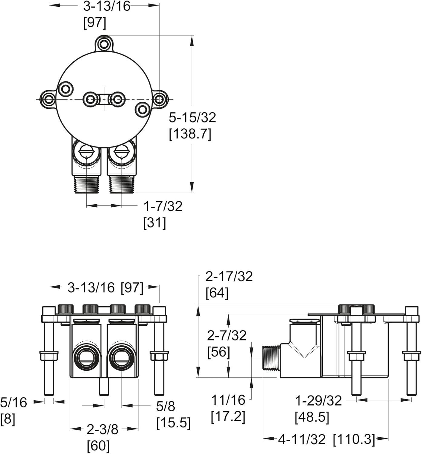 Brass Free Standing Tub Filler Rough-in Valve