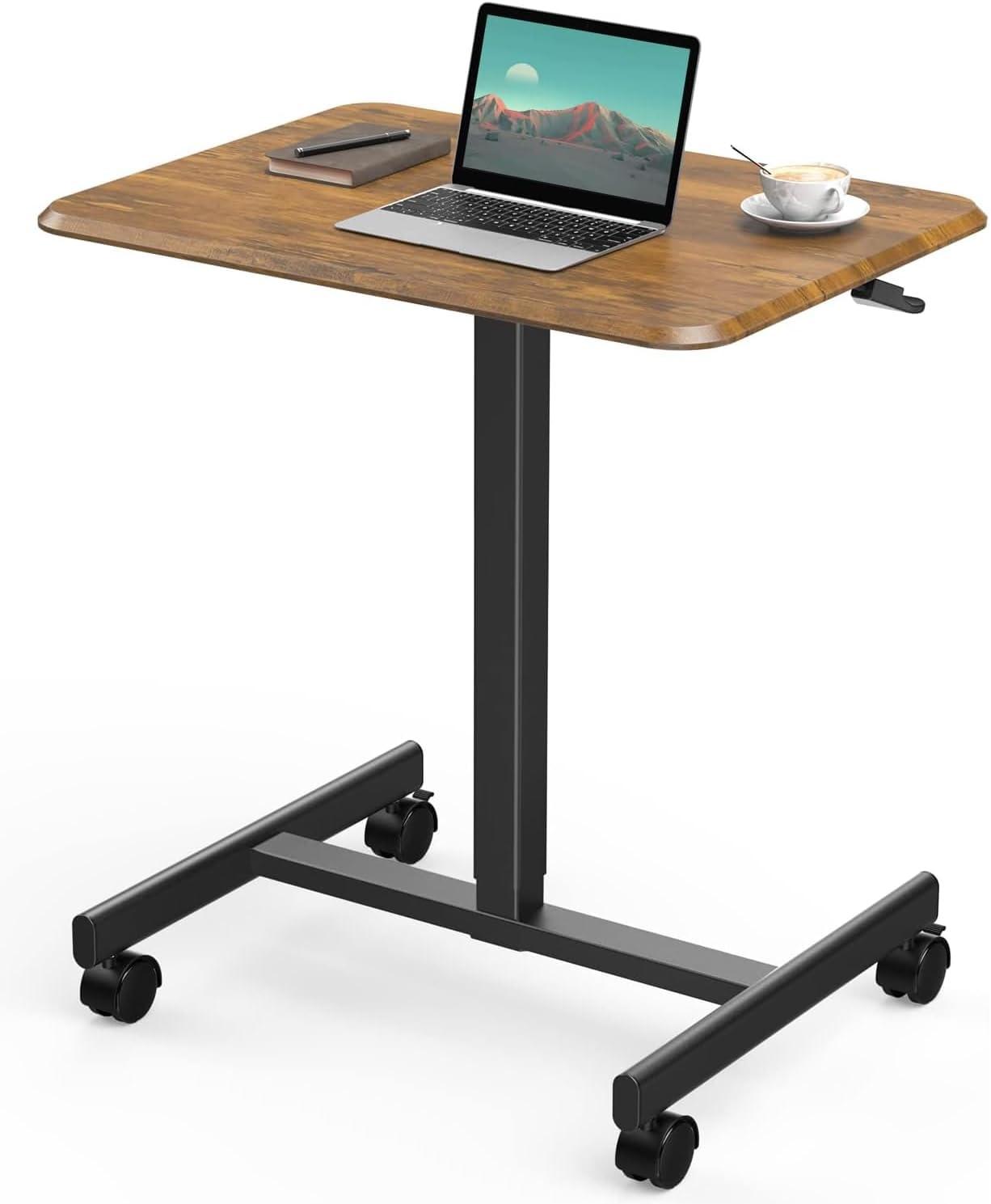 Yoyomax Small Standing Desk, Mobile Standing Desk Adjustable Height, Mobile Laptop Desk with Wheels, Rolling Desk Laptop Cart Adjustable Table for Home, Office, Classroom