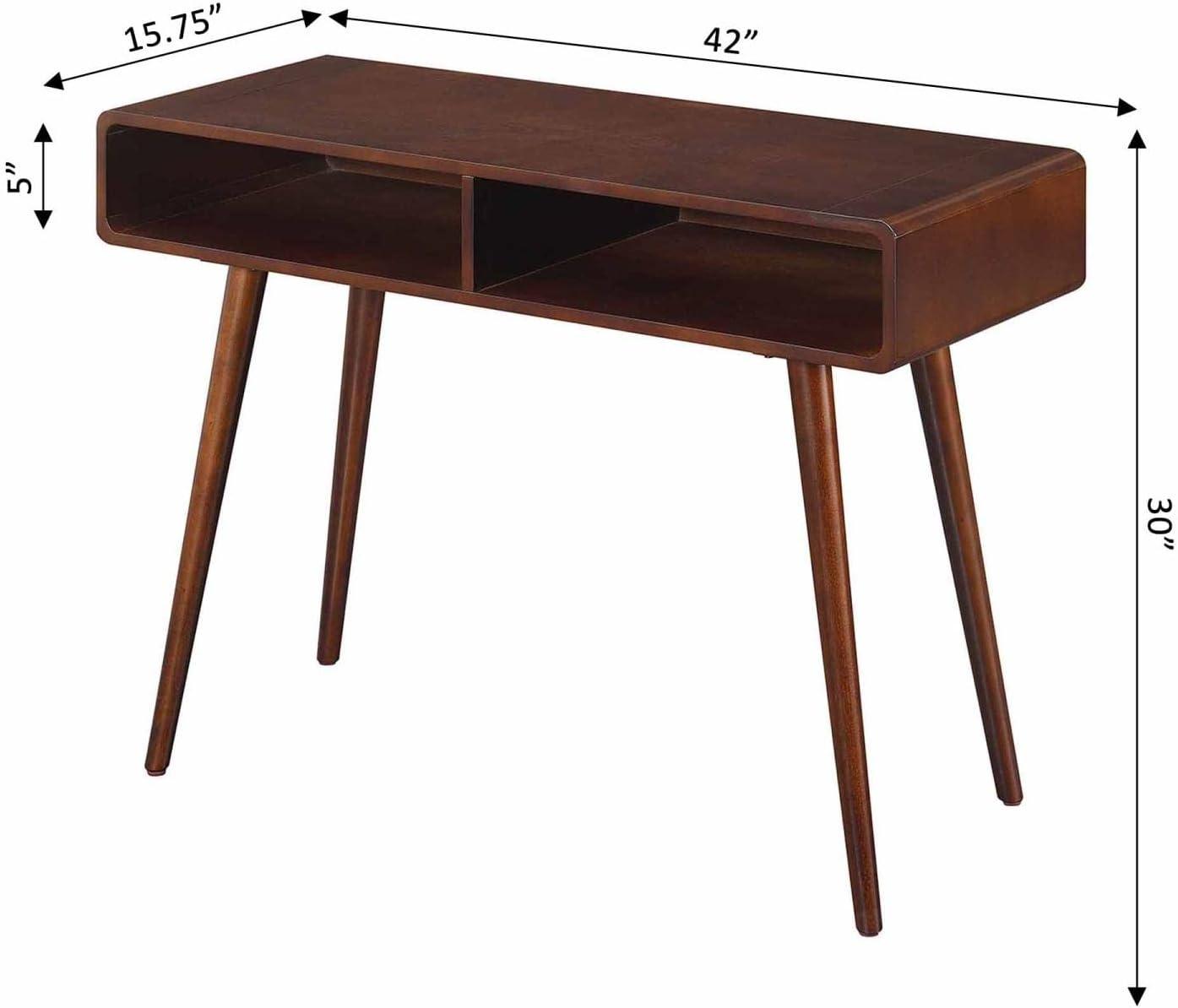 Mid-Century Espresso Napa Console Table with Open Cubbies