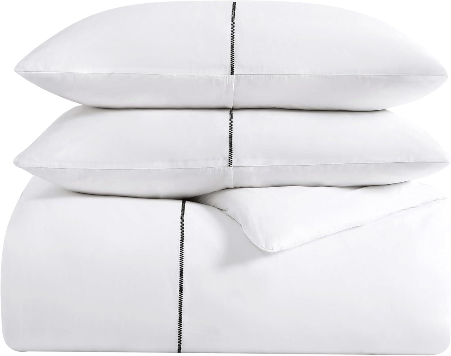 Vera Wang Zig Zag Cotton White Duvet Cover Set