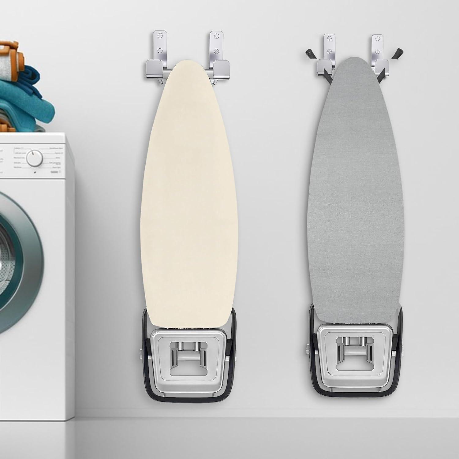 Ironing Board Holder Hanger Wall Mount, 304 Stainless Steel Ironing Board Hanger, Y T Leg Heavy Duty Iron Board Holder Hook for Laundry Room, Silver