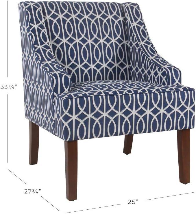 HomePop Classic Swoop Accent ArmChair - Cream and Blue Geometric