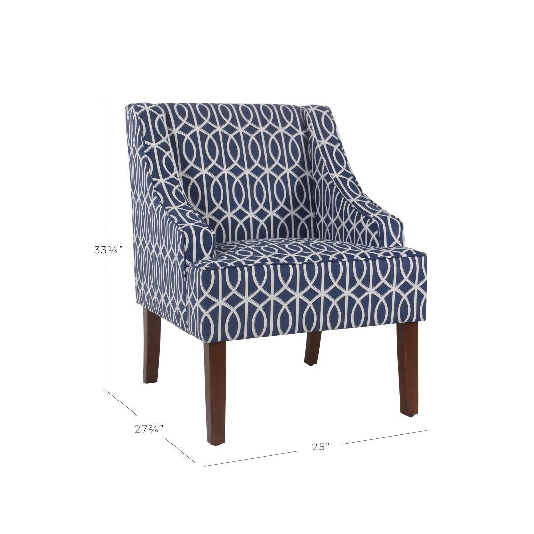 HomePop Classic Swoop Accent ArmChair - Cream and Blue Geometric