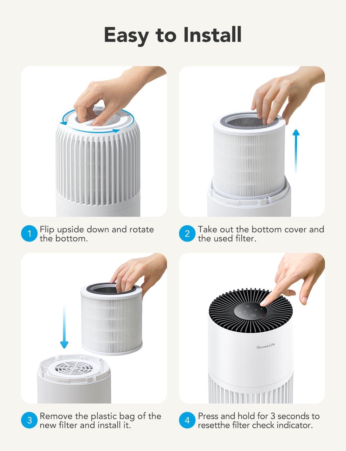 Compact White HEPA Air Purifier Replacement Filter