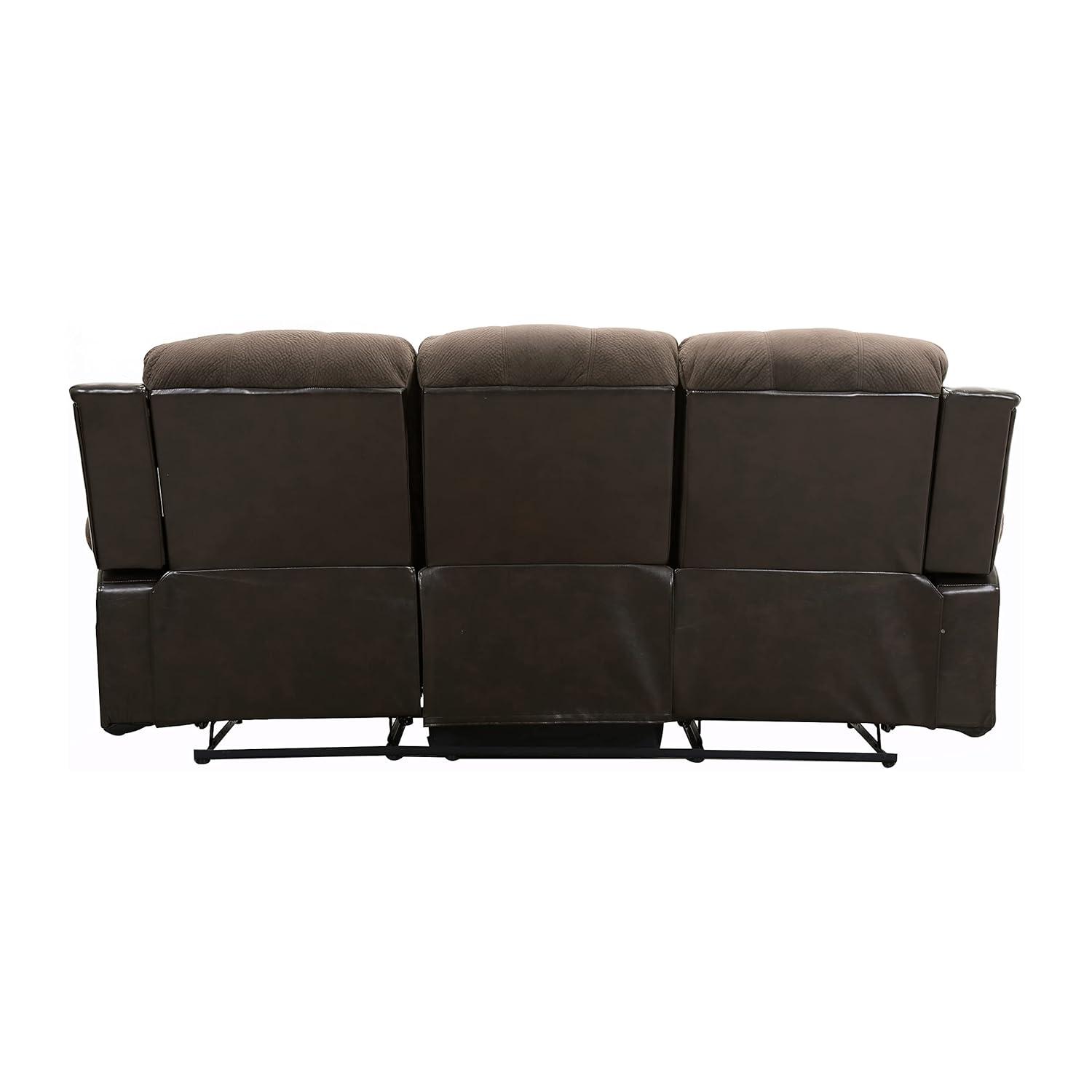 Lexicon Cranley Traditional Microfiber Double Reclining Sofa in Chocolate