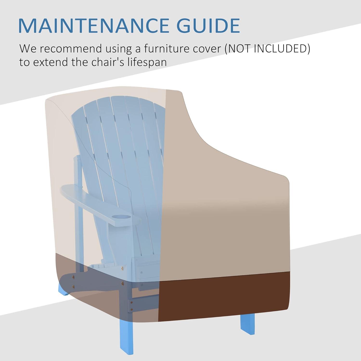 Outsunny Oversized Adirondack Chair, Outdoor Fire Pit and Porch Seating, Classic Log Lounge w/ Built-in Cupholder for Patio, Backyard, Blue
