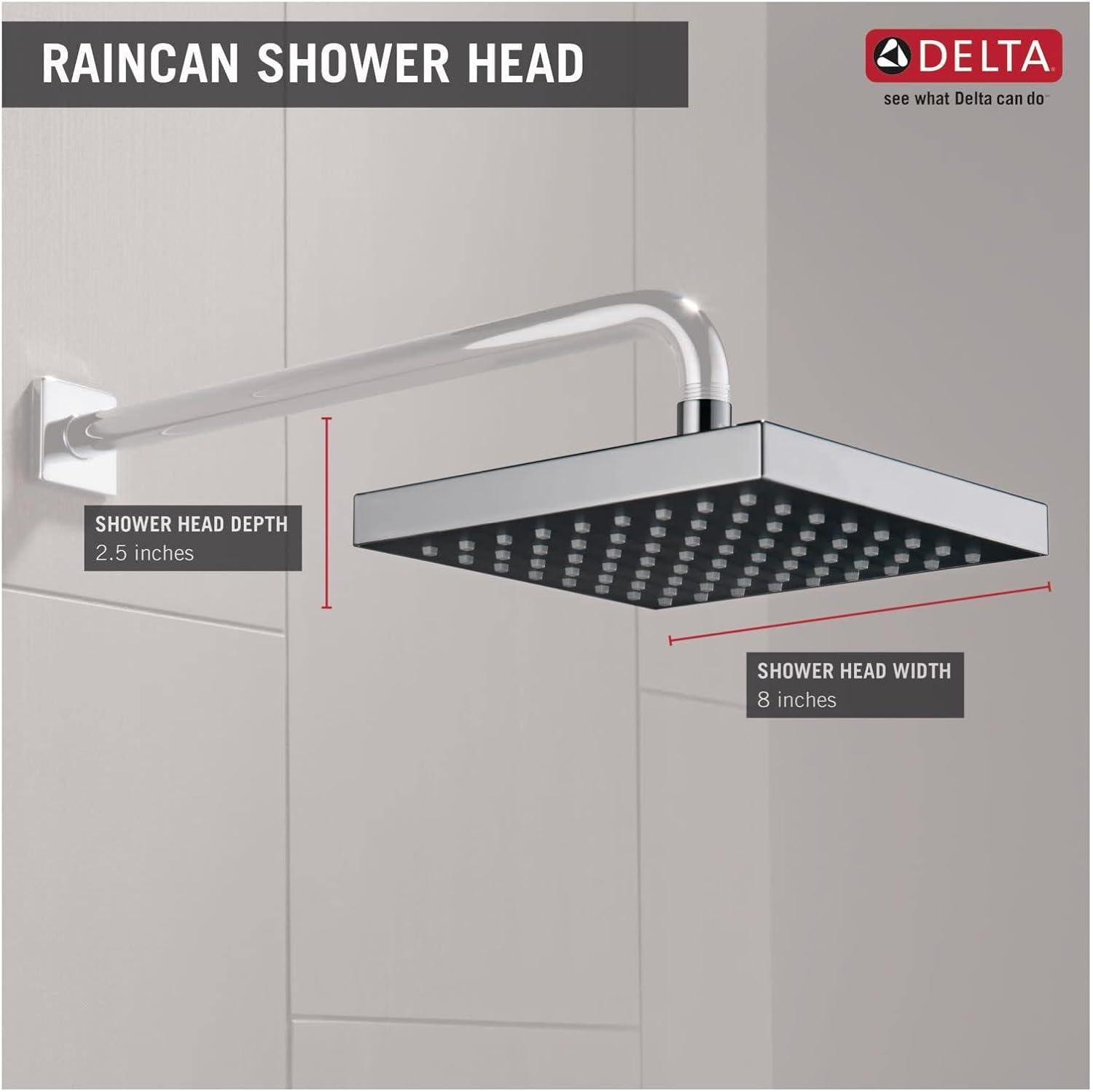 Universal Showering Components Square Single-Spray Rain Shower Head, Rainfall Shower Head 2.5 GPM